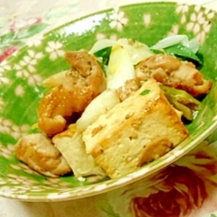 ウナギのタレｄｅ❤しっかり味の鶏肉葱豆腐の炒め物❤